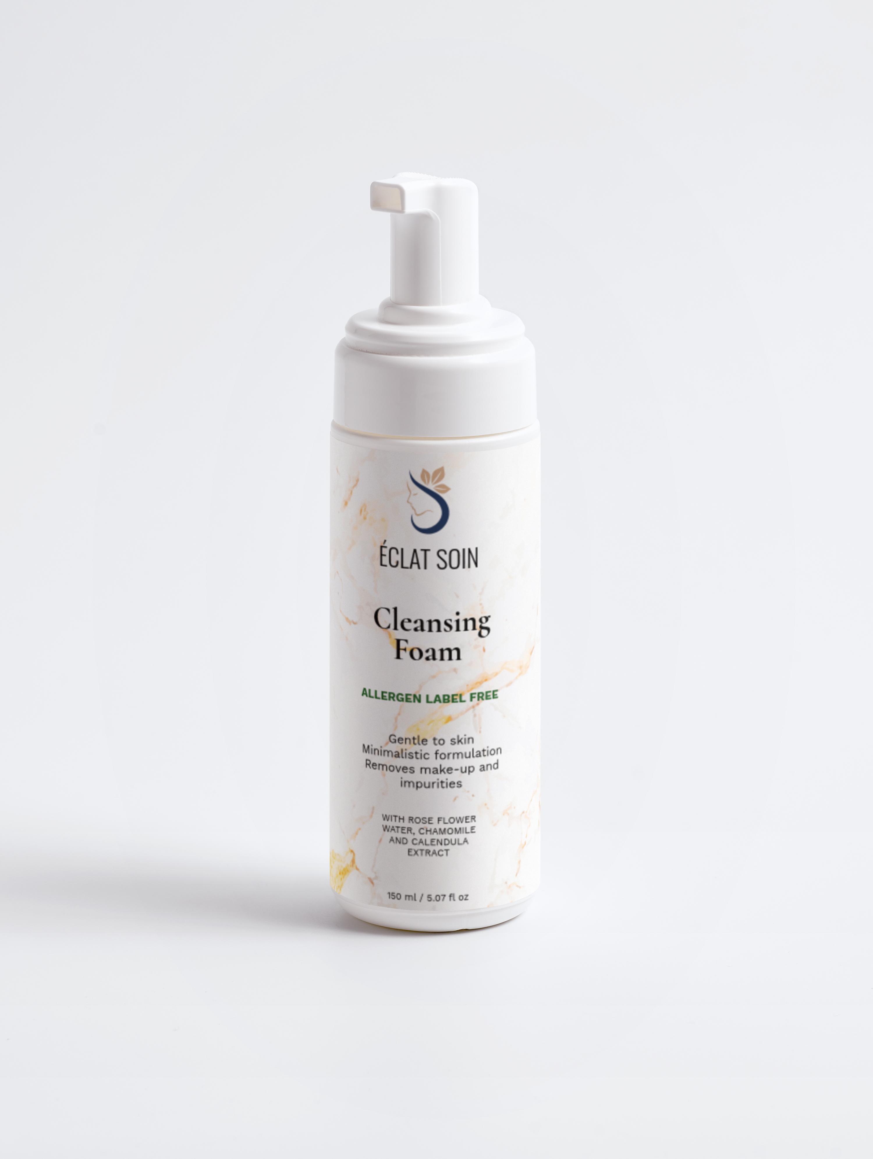 Eclat Soin Daily Radiance Skincare Collection Box featuring Cleansing Foam with Rose Flower Extract