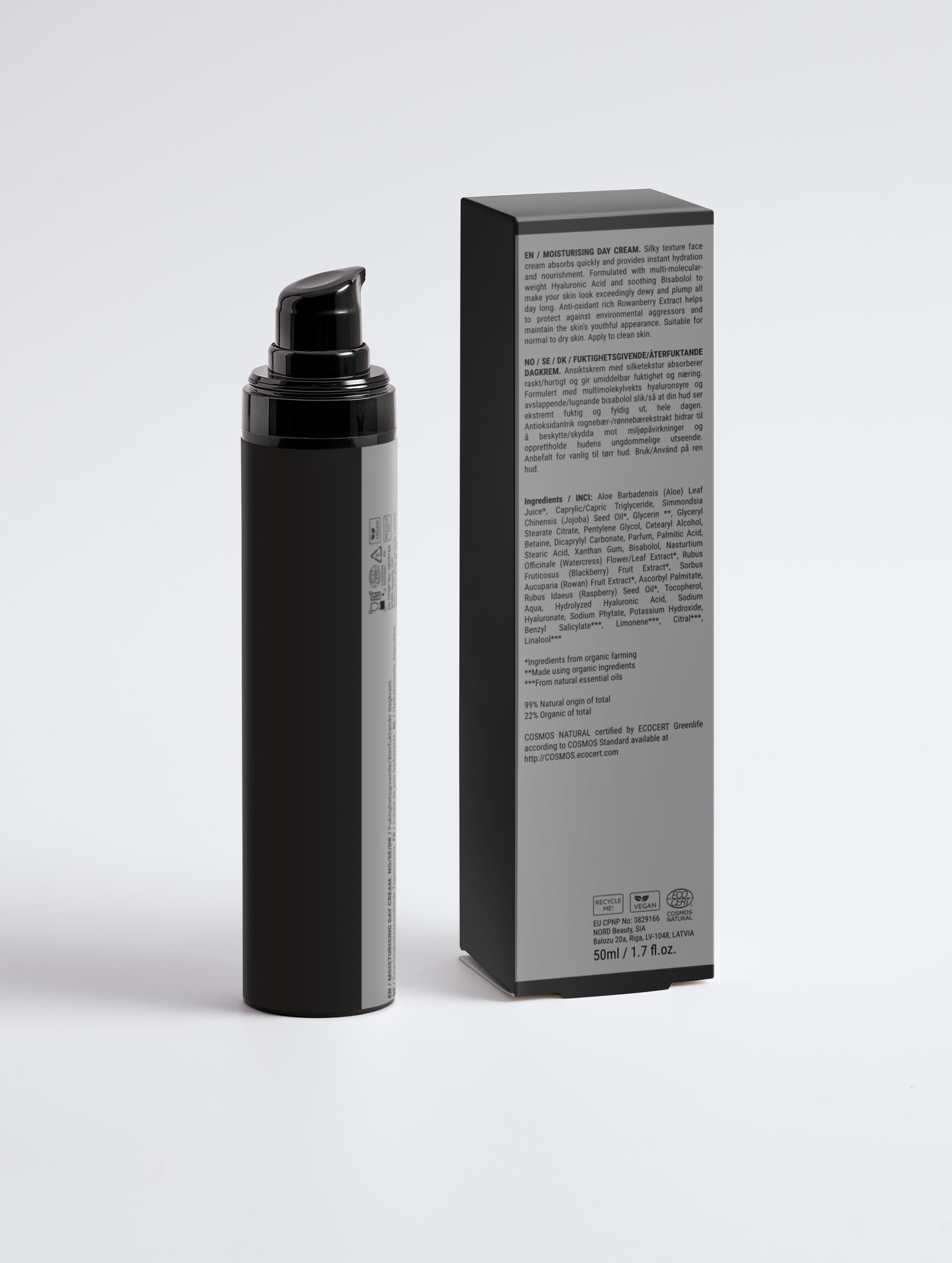 Eclat Soin Multi-Molecular-Weight Hyaluronic Acid Moisturising Day Cream in a sleek black pump bottle